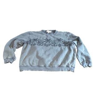 Vintage women’s Havana Palm Tree Sweatshirt Medium Faded Blue Cropped Crewneck